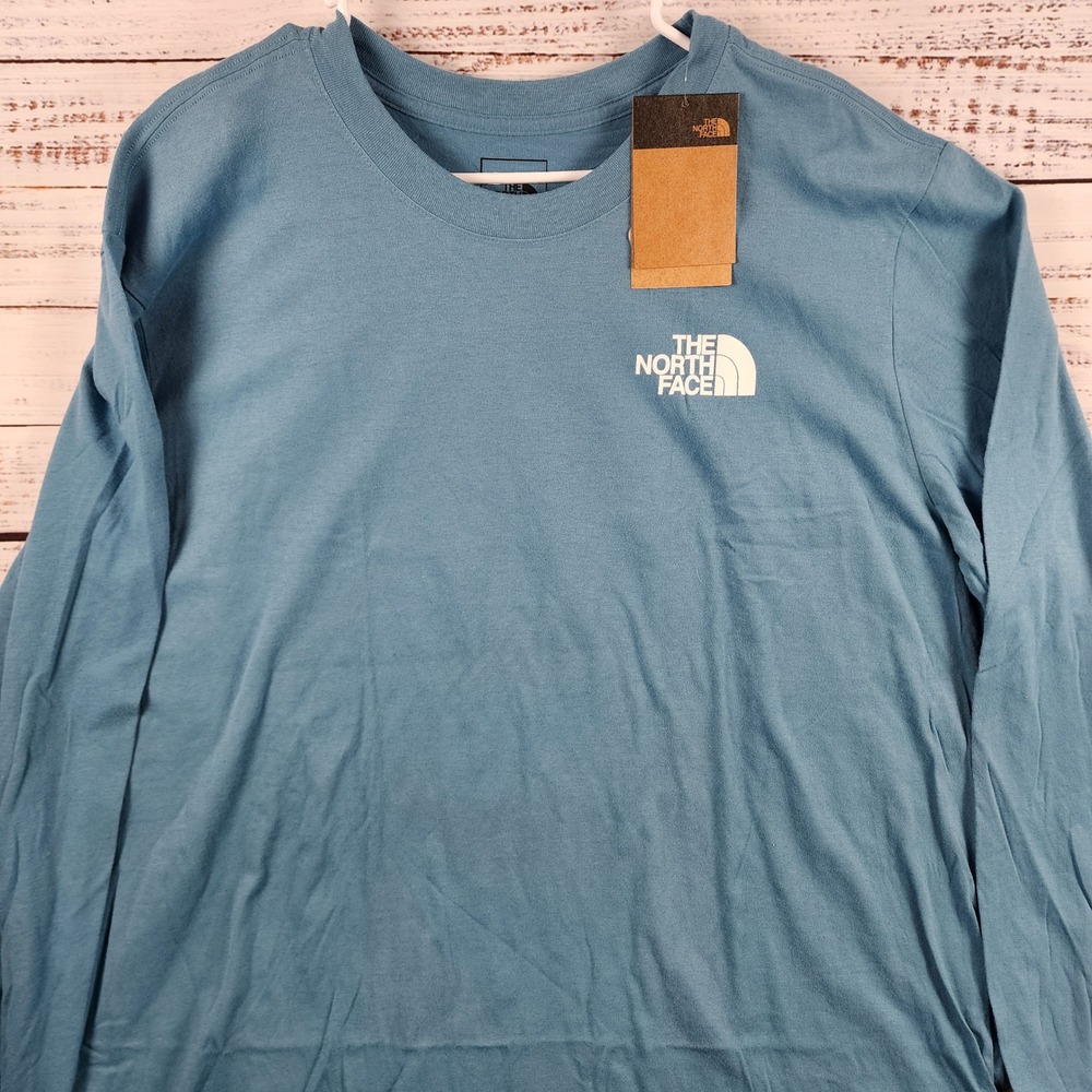 NWT The North Face Box NSE Tee Mens XXL Regular Storm Blue Long Sleeve Shirt